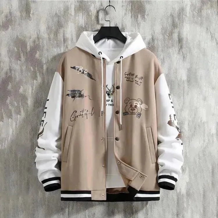 Men’s Hooded Varsity Jacket Casual Style