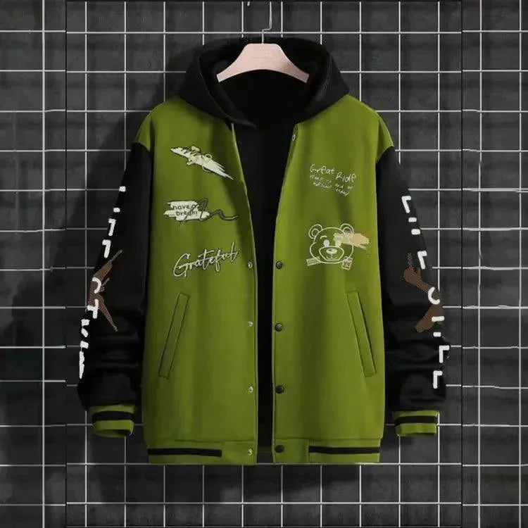 Men’s Hooded Varsity Jacket Casual Style