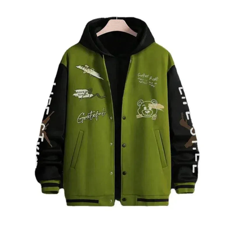 Men’s Hooded Varsity Jacket Casual Style