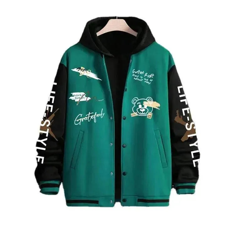 Men’s Hooded Varsity Jacket Casual Style