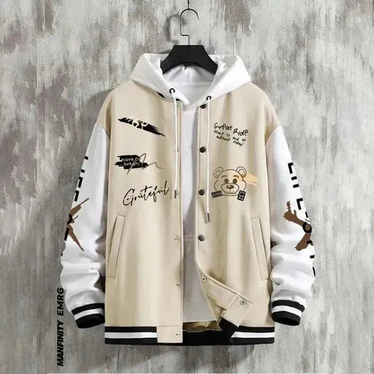 Men’s Hooded Varsity Jacket Casual Style