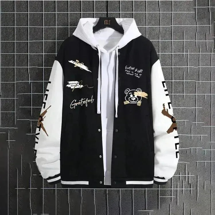 Men’s Hooded Varsity Jacket Casual Style