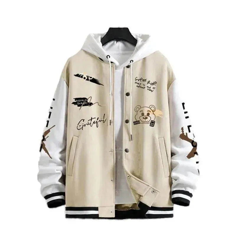 Men’s Hooded Varsity Jacket Casual Style