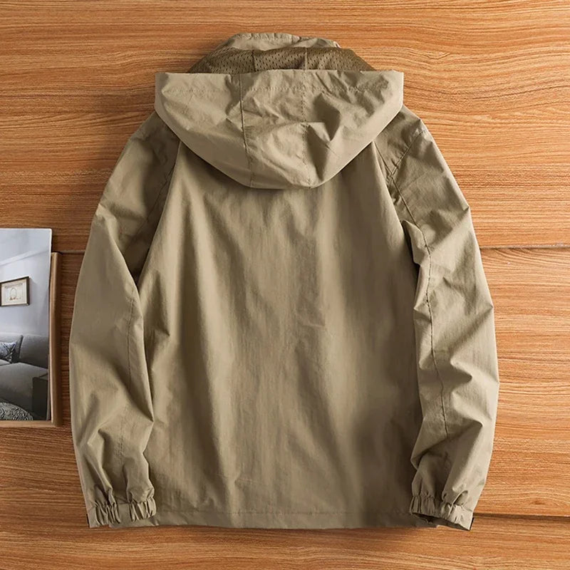 Men's Hooded Windbreaker Jacket Lightweight Outdoor Style