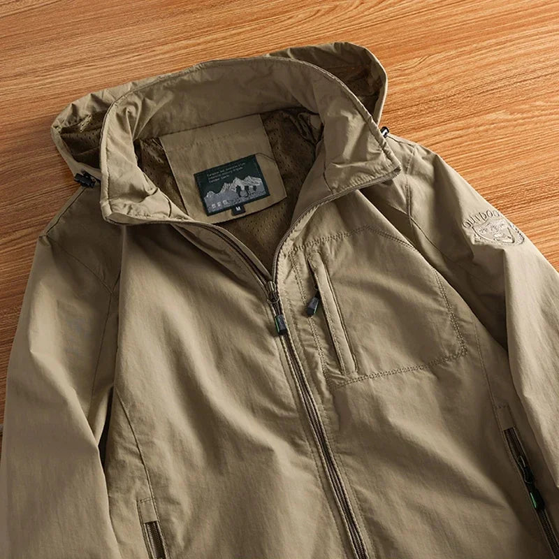 Men's Hooded Windbreaker Jacket Lightweight Outdoor Style