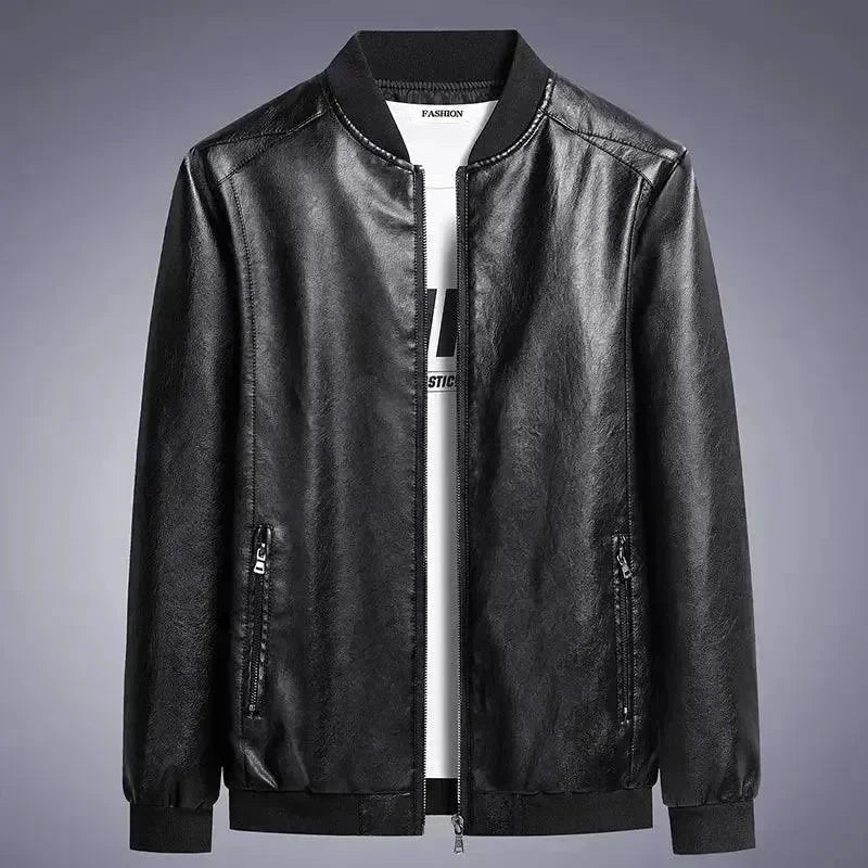 Men’s Leather Bomber Jacket Slim Fit Style