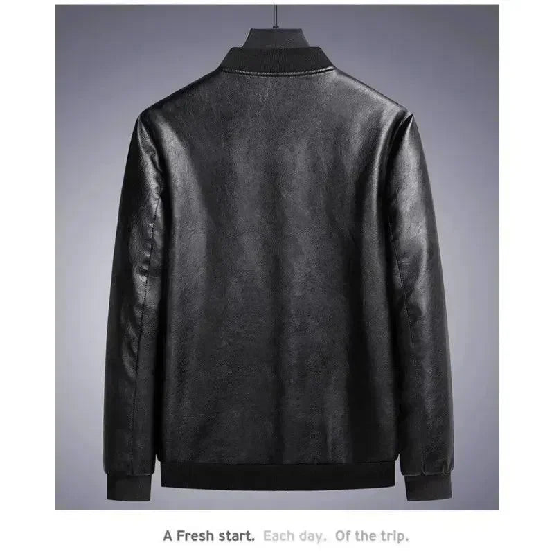 Men’s Leather Bomber Jacket Slim Fit Style