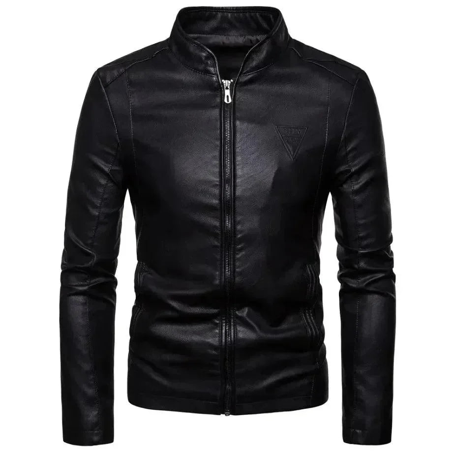 Men’s Leather Bomber Jacket Stand Collar Style