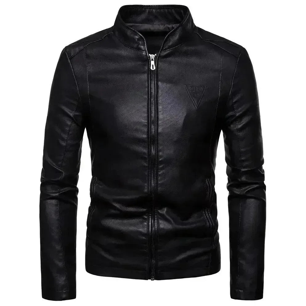 Men’s Leather Bomber Jacket Stand Collar Style