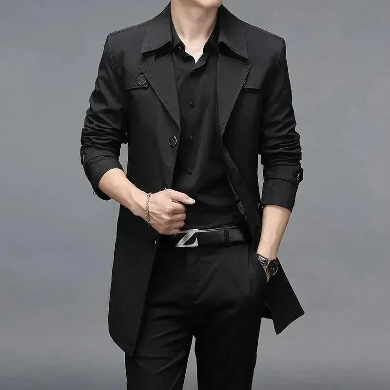 Men's Long Coat Slim Fit Business Style