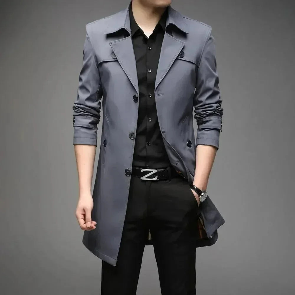 Men's Long Coat Slim Fit Business Style