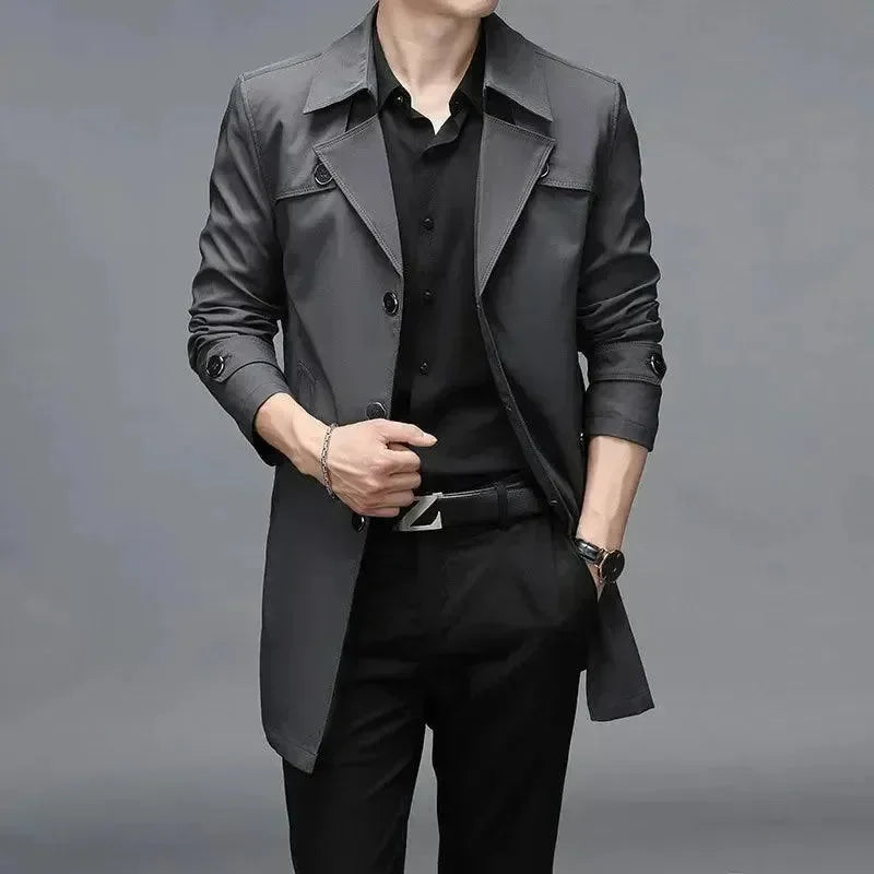 Men's Long Coat Slim Fit Business Style