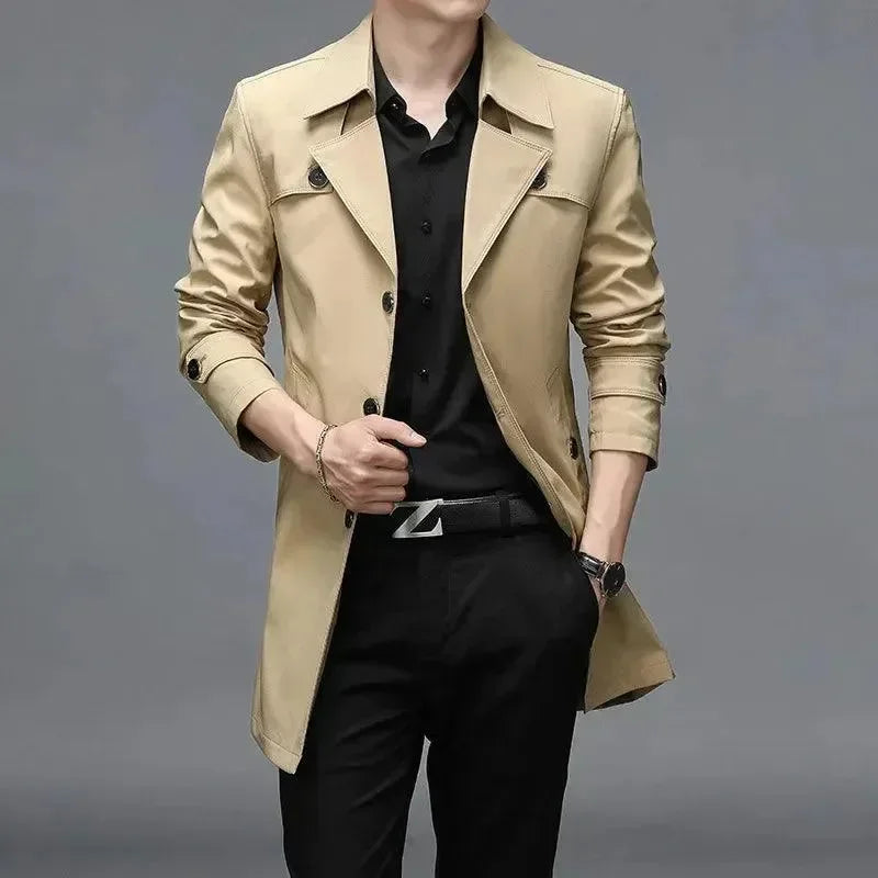 Men's Long Coat Slim Fit Business Style