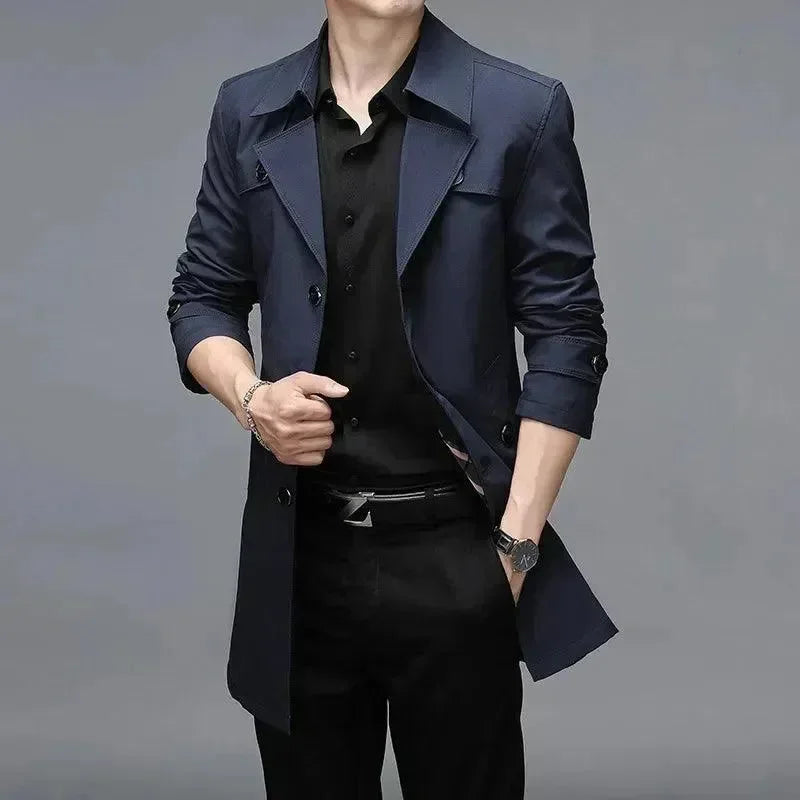 Men's Long Coat Slim Fit Business Style