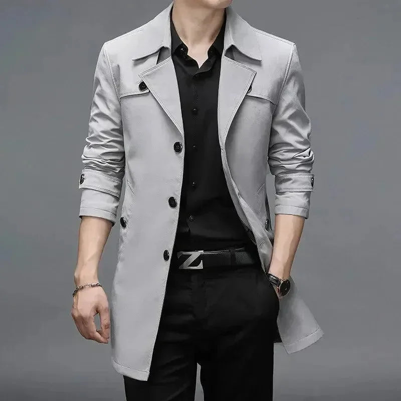 Men's Long Coat Slim Fit Business Style