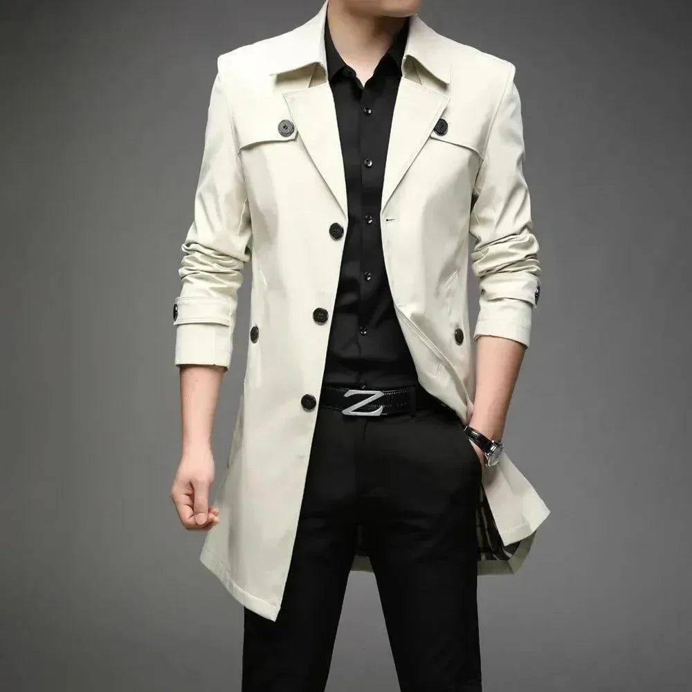Men's Long Coat Slim Fit Business Style