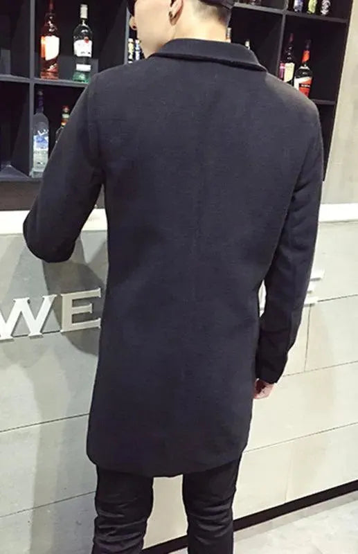 Men's Long Overcoat Single Breasted Modern Style