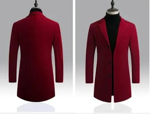 Men's Long Overcoat Single Breasted Modern Style