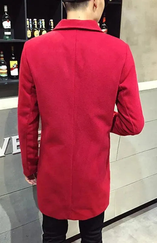 Men's Long Overcoat Single Breasted Modern Style