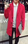Men's Long Overcoat Single Breasted Modern Style
