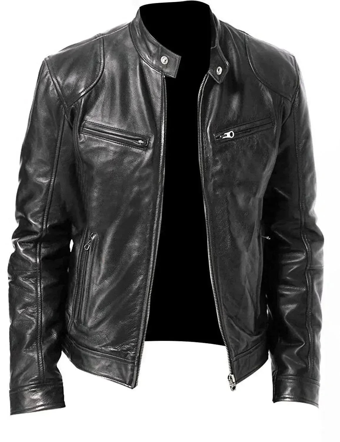Men’s Moto Bomber Jacket Slim Fit Style