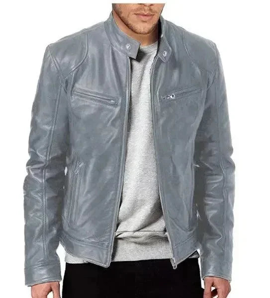 Men’s Moto Bomber Jacket Slim Fit Style