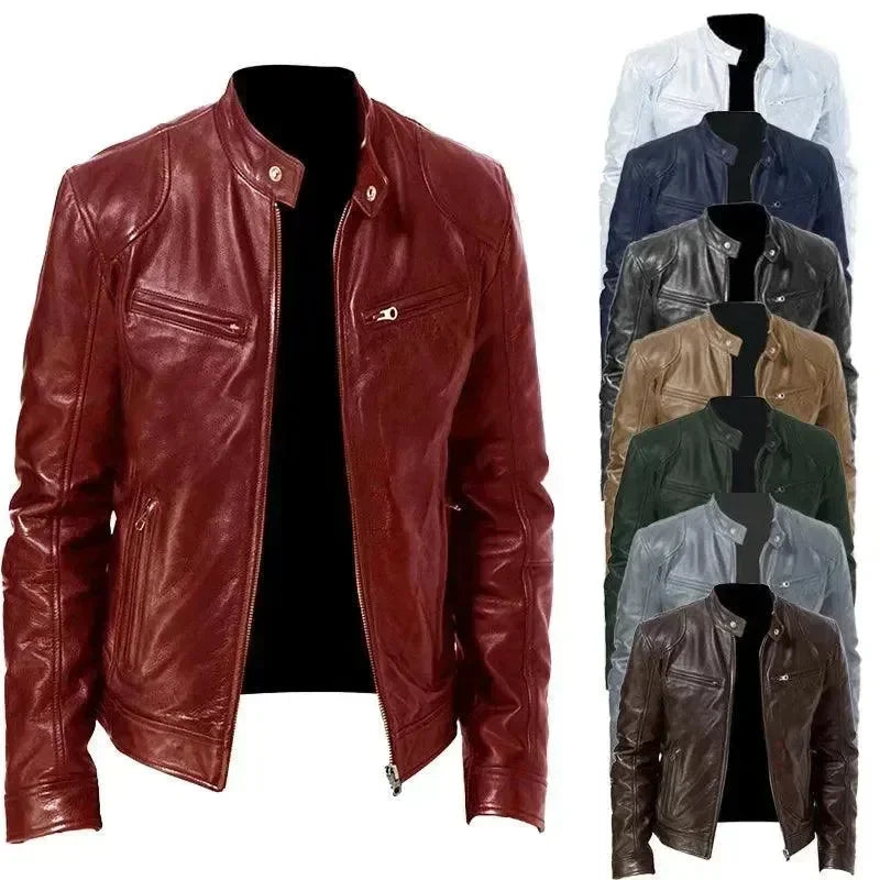 Men’s Moto Bomber Jacket Slim Fit Style