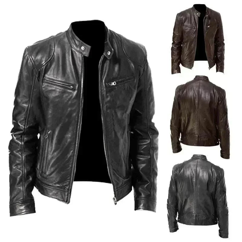 Men’s Moto Bomber Jacket Slim Fit Style