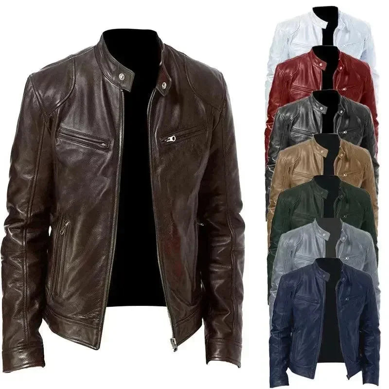 Men’s Moto Bomber Jacket Slim Fit Style