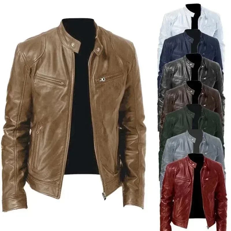 Men’s Moto Bomber Jacket Slim Fit Style
