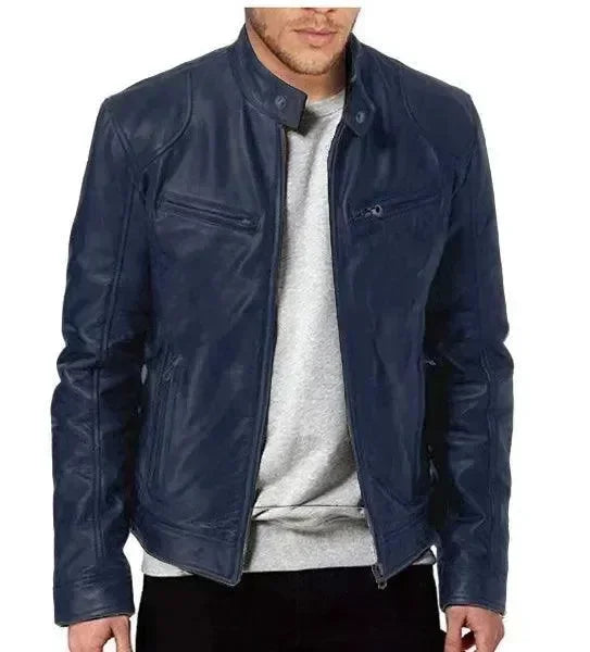 Men’s Moto Bomber Jacket Slim Fit Style