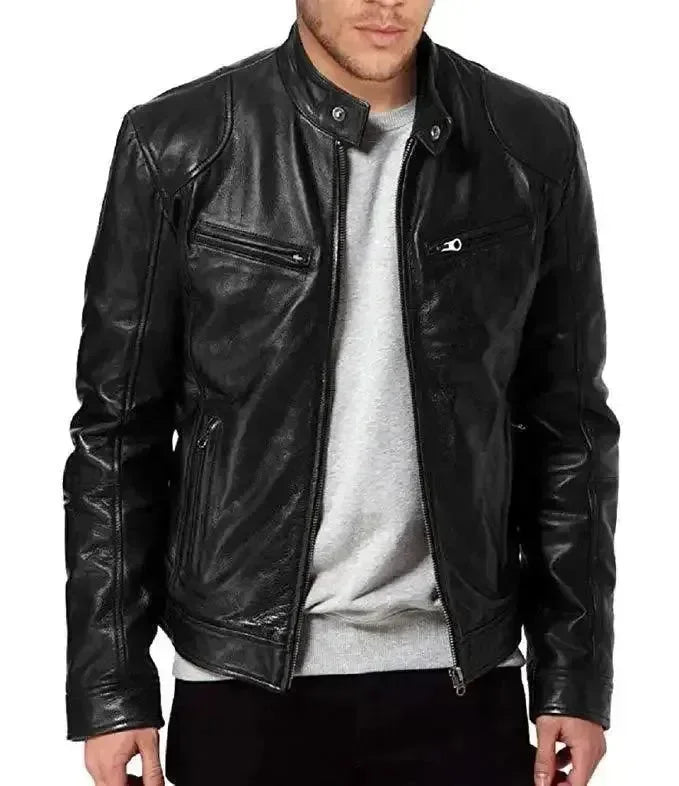 Men’s Moto Bomber Jacket Slim Fit Style