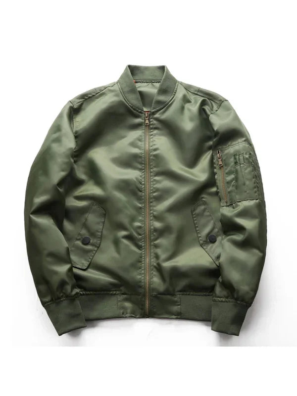Men's Nylon Bomber Jacket Lightweight Casual Style