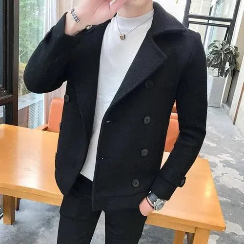 Men's Pea Coat Double Breasted Casual Style