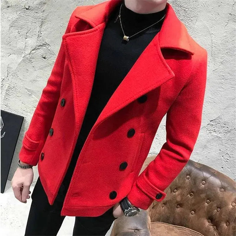 Men's Pea Coat Double Breasted Casual Style