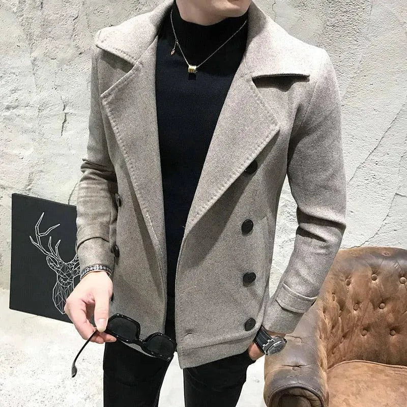 Men's Pea Coat Double Breasted Casual Style