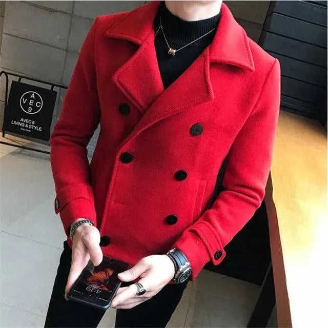 Men's Pea Coat Double Breasted Casual Style