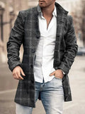 Men's Plaid Overcoat Mid Length Smart Style