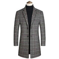 Men's Plaid Overcoat Slim Fit Business Style