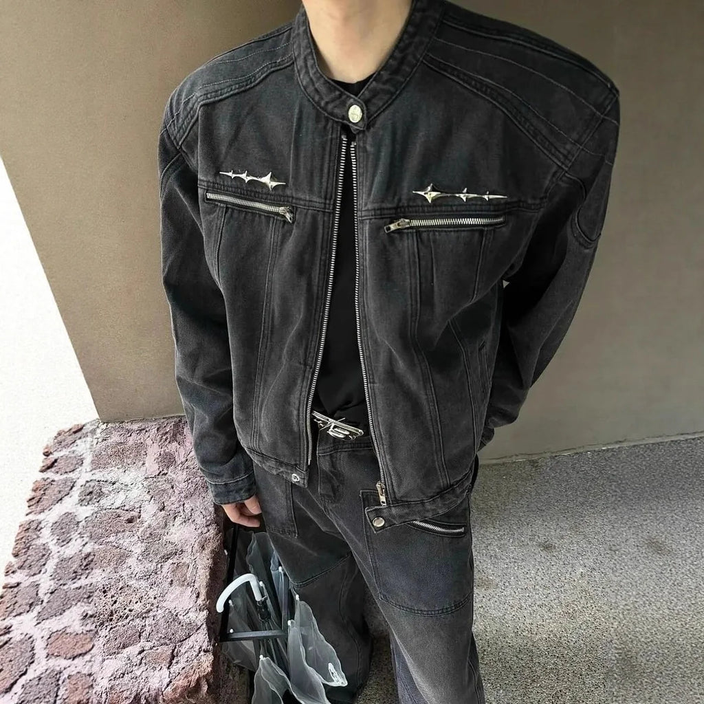Men's Plaid Trucker Jacket Loose Fit Casual Style