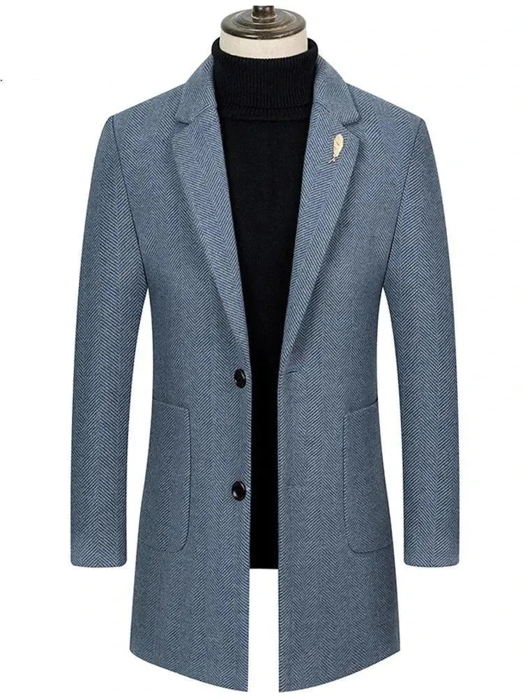 Men's Plaid Wool Overcoat Regular Fit Smart Style