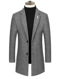 Men's Plaid Wool Overcoat Regular Fit Smart Style