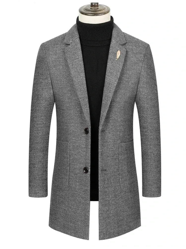 Men's Plaid Wool Overcoat Regular Fit Smart Style