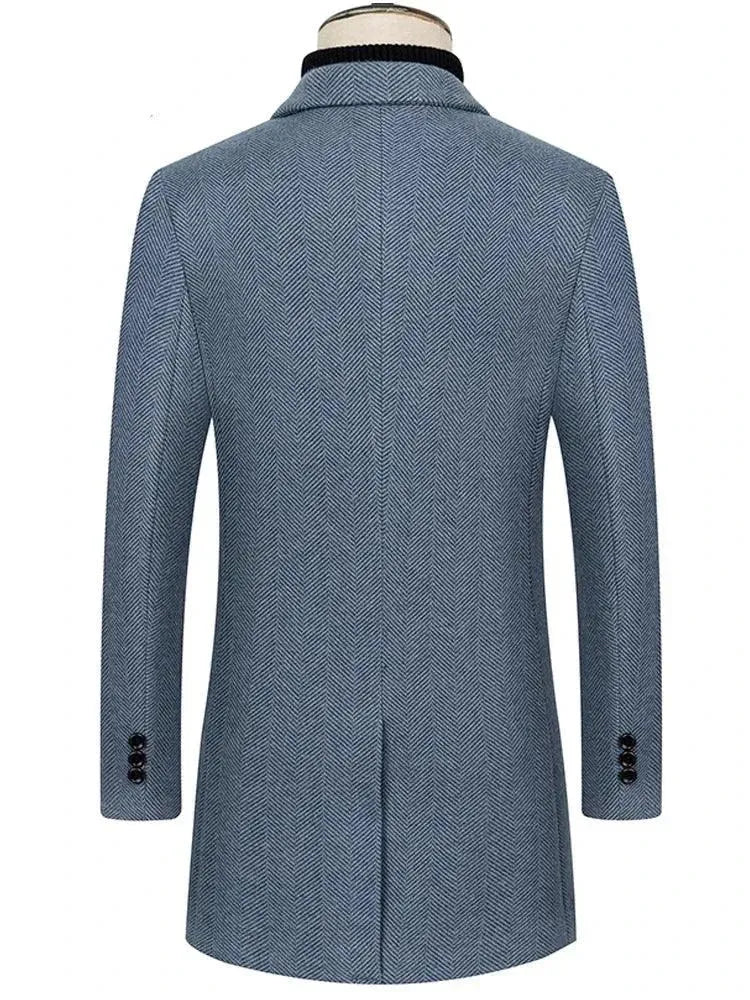Men's Plaid Wool Overcoat Regular Fit Smart Style