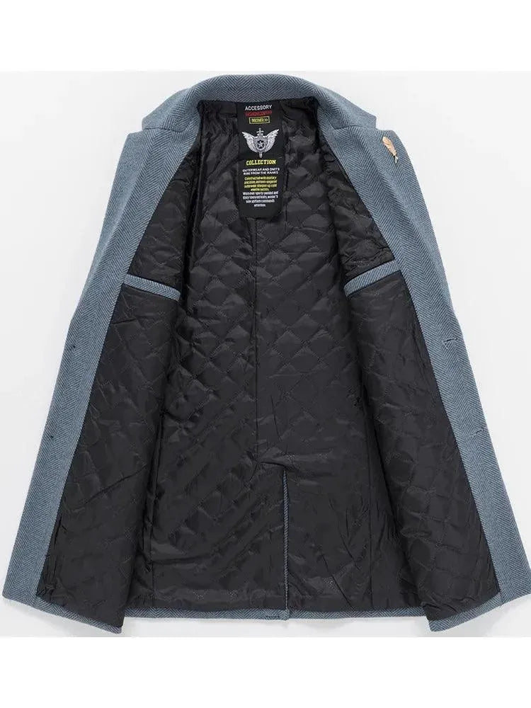 Men's Plaid Wool Overcoat Regular Fit Smart Style