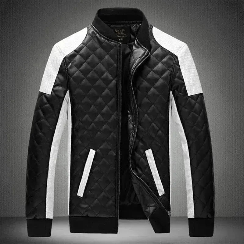 Men’s Quilted Biker Jacket Patchwork Style
