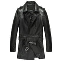 Men's Short Leather Trench Coat Slim Fit Style
