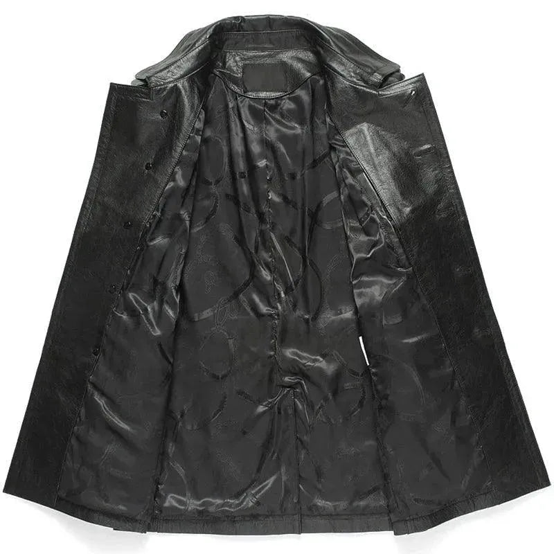 Men's Short Leather Trench Coat Slim Fit Style