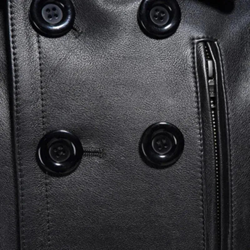 Men's Short Leather Trench Coat Slim Fit Style