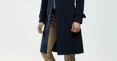 Men's Single Breasted Trench Coat Long Modern Style